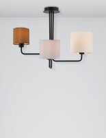 Deckenlampe E27 56 cm breit Schwarz Grau Braun 3 flammig