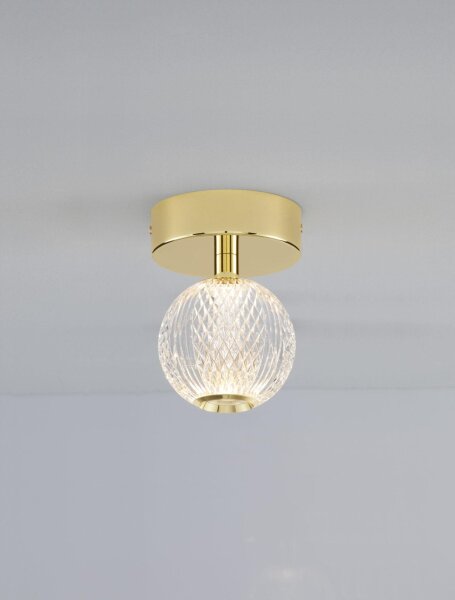 LED Deckenlampe rund Ø 11 cm in Gold Vintage warmweiß Kugel