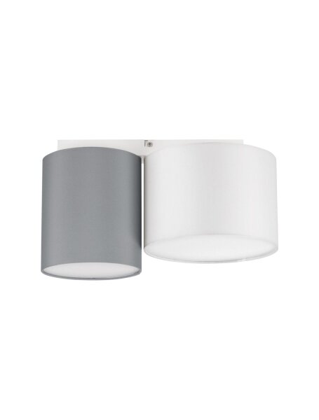 Deckenlampe E27 35 cm lang Weiß Grau Metall Stoffschirm