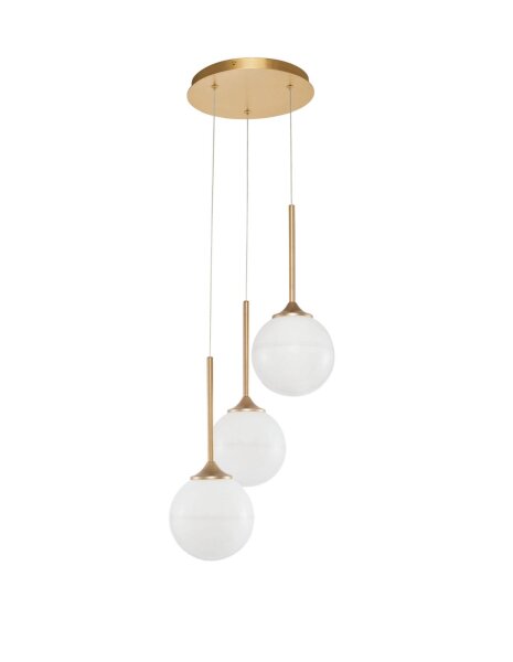 Pendelleuchte rund G9 25 cm breit in Gold Weiß Retro Kugel