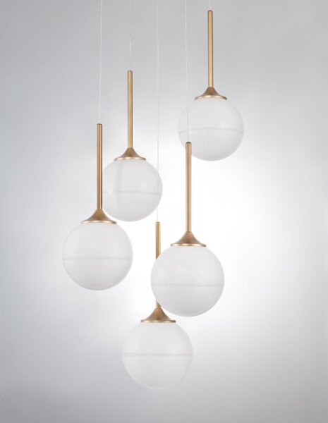 Hängelampe Retro in Gold Weiß 35 cm breit G9 Glas Metall
