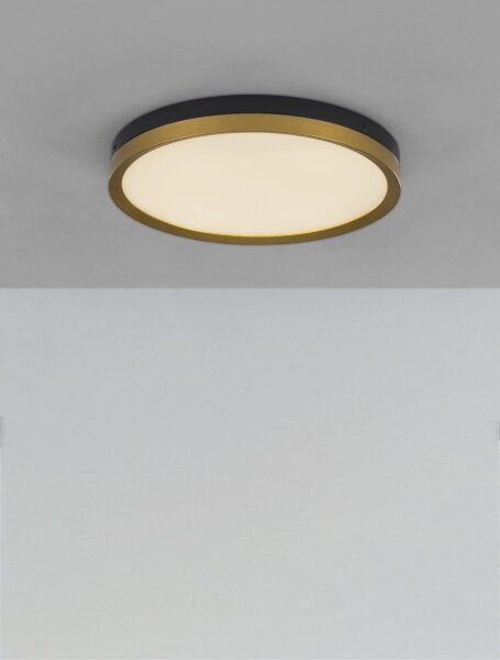 LED Deckenlampe rund Ø 40 cm in Schwarz Gold Metall warmweiß