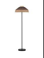 Stehlampe E27 148 cm Schwarz Braun Natur Rattan Metall