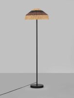 Stehlampe E27 148 cm Schwarz Braun Natur Rattan Metall