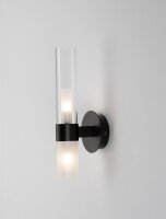 Wandlampe schmal G9 31 cm hoch Schwarz Klarglas Metall