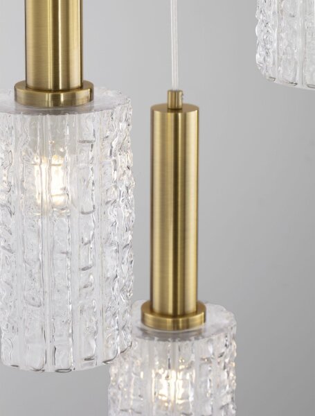 Pendelleuchte E27 30 cm breit in Schwarz Gold Klarglas