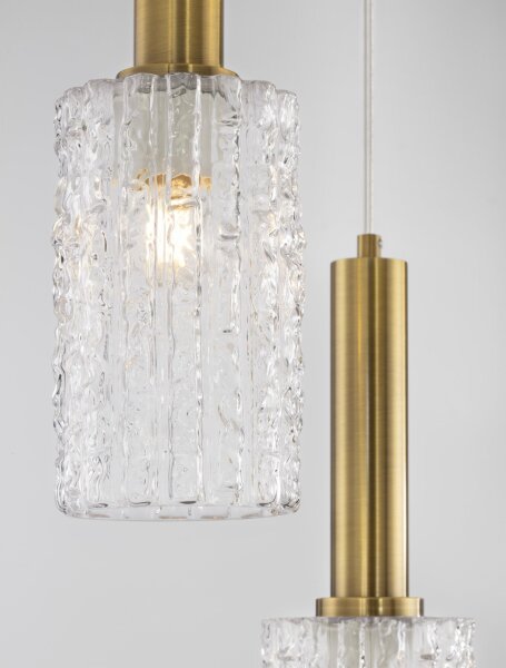 Pendelleuchte E27 30 cm breit in Schwarz Gold Klarglas