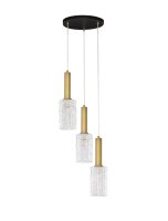 Pendelleuchte E27 30 cm breit in Schwarz Gold Klarglas