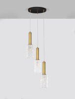 Pendelleuchte E27 30 cm breit in Schwarz Gold Klarglas