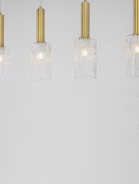 Hängelampe in Schwarz Gold 90 cm lang E27 Klarglas 4 flammig