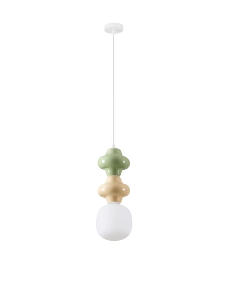 Pendelleuchte E14 18 cm breit Weiß Grün Gelb Retro