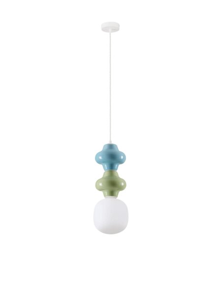 Hängelampe Weiß Grün Blau 18 cm breit E14 Glas Keramik