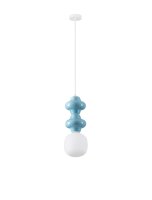 Pendelleuchte Glas Keramik E14 Wei&szlig; Blau 18 cm breit Modern