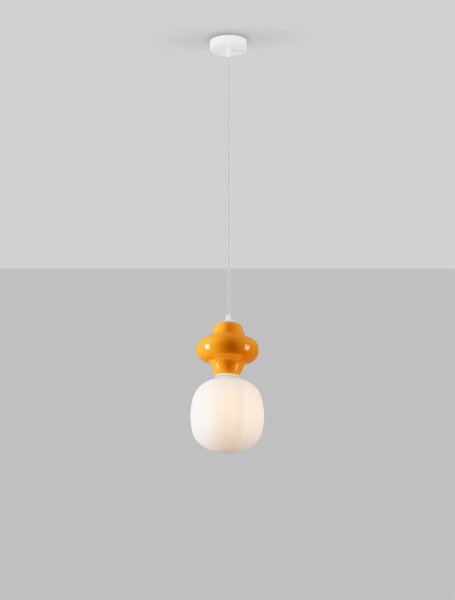 Moderne Hängeleuchte Weiß Orange 18 cm breit E14 GAINES