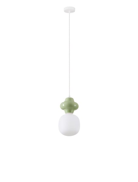 Pendelleuchte 18 cm breit E14 Weiß Grün höhenverstellbar
