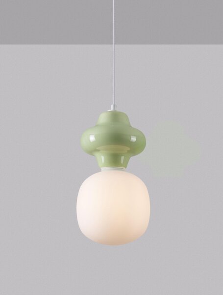 Pendelleuchte 18 cm breit E14 Weiß Grün höhenverstellbar
