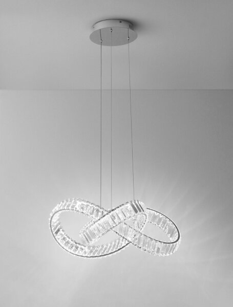 LED Pendelleuchte rund 60 cm breit in Chrom dimmbar GARLAND