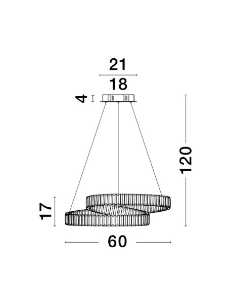 LED Pendelleuchte Kristall Metall in Chrom Ø 60 cm dimmbar