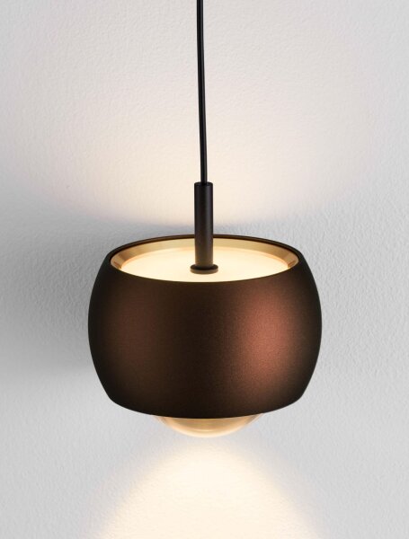 LED Hängeleuchte Schwarz Braun Ø 9,6 cm höhenverstellbar