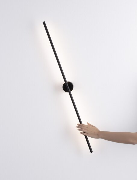 LED Wandlampe Bad schmal IP44 90 cm hoch Schwarz warmweiß