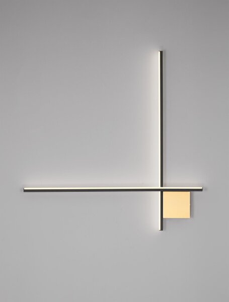 LED Wandlampe 80 cm breit in Schwarz Gold dimmbar 2 flammig
