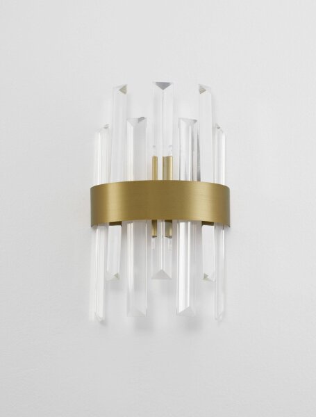 Wandlampe G9 30 cm hoch in Gold matt Klassisch Kristall