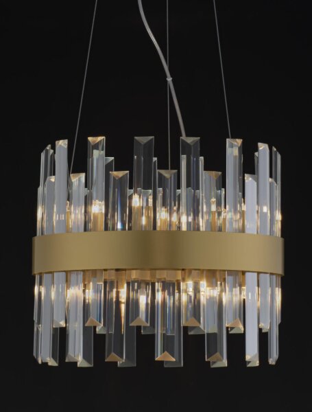 Pendelleuchte Klassisch in Gold matt Ø 35 cm G9 Kristall