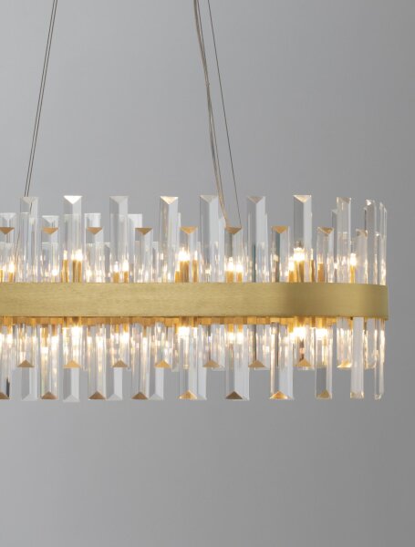 Kronleuchter in Gold matt 80 cm lang G9 Klassisch Kristall