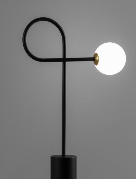 Tischlampe Design Schwarz Weiß 64 cm G9 Glas rund GLENNA