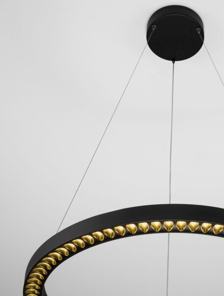 LED Pendelleuchte Schwarz Ø 65 cm dimmbar Ring warmweiß