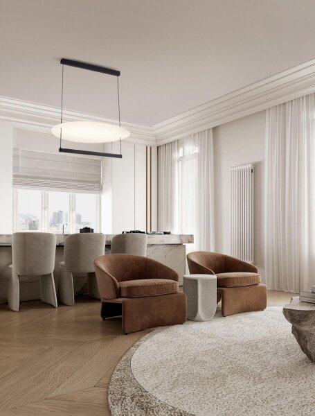 LED Hängelampe Design Schwarz Weiß 80 cm breit dimmbar