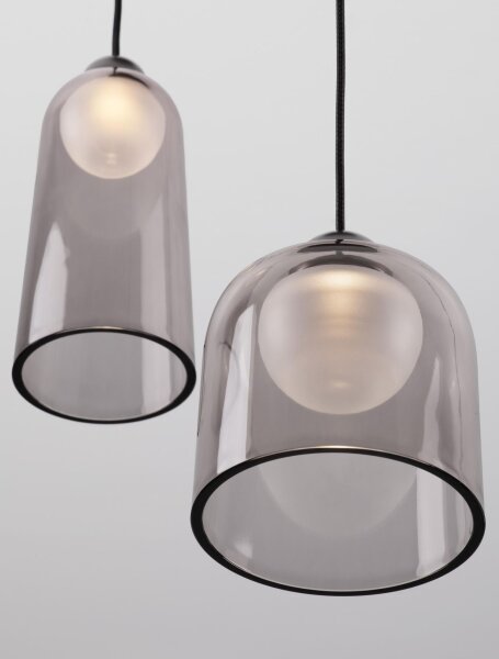 LED Hängeleuchte Schwarz Grau Weiß 35 cm breit Retro Kugel