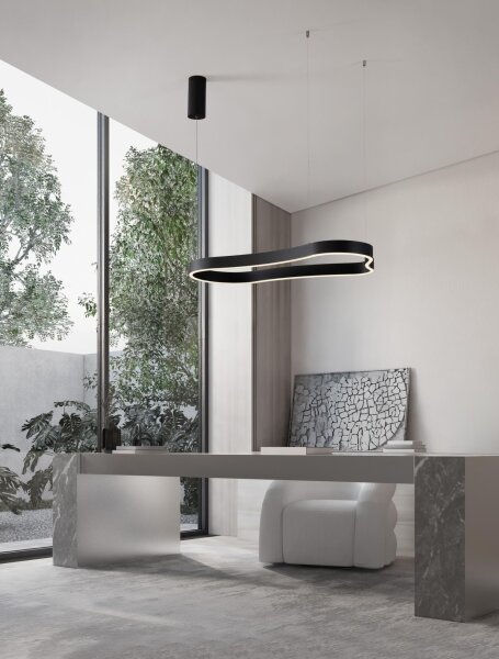 LED Pendelleuchte 90 cm lang Schwarz dimmbar Design warmweiß