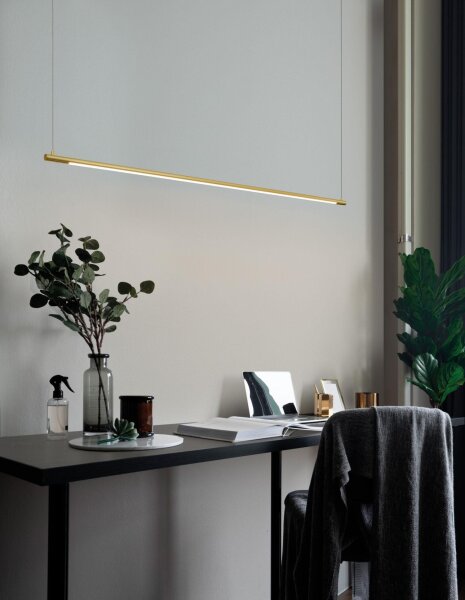 LED Hängelampe 120 cm lang in Gold höhenverstellbar Design