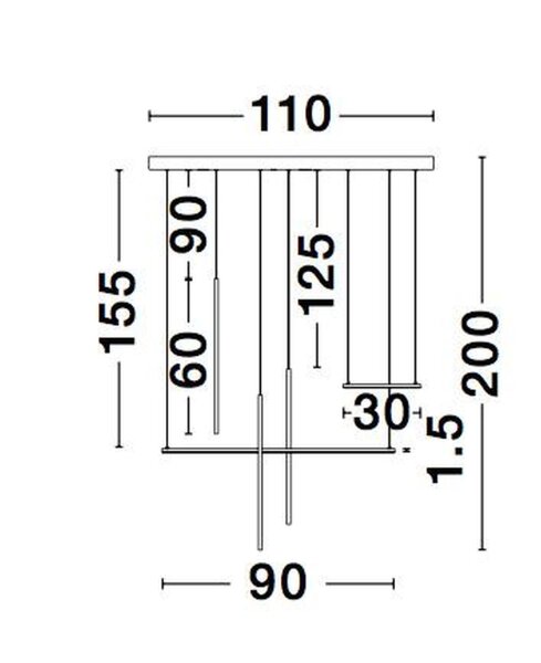 LED Pendelleuchte 110 cm lang Schwarz höhenverstellbar