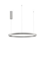 LED Pendelleuchte Ring &Oslash; 80 cm in Silber geb&uuml;rstet dimmbar
