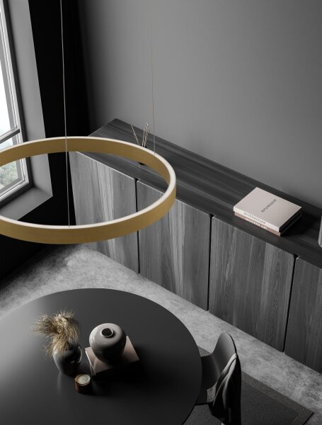 LED Pendelleuchte dimmbar in Gold Ø 60 cm Ring warmweiß