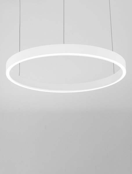 Runde LED Hängeleuchte Weiß Ø 60 cm dimmbar Ring warmweiß