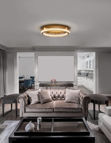 LED Deckenlampe Ring Ø 60 cm in Antik Gold dimmbar warmweiß