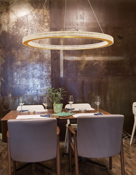LED Hängeleuchte in Antik Gold Ø 80 cm dimmbar Ring warmweiß