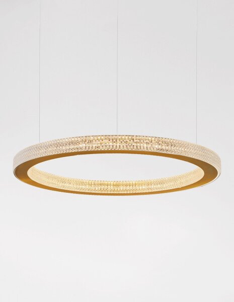 LED Pendelleuchte in Antik Gold Ø 60 cm dimmbar Ring Modern