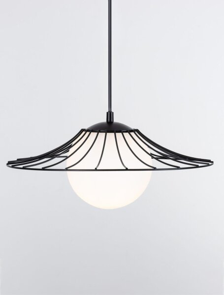 Hängelampe Schwarz Weiß Ø 36 cm E27 Glas Metall rund Kugel