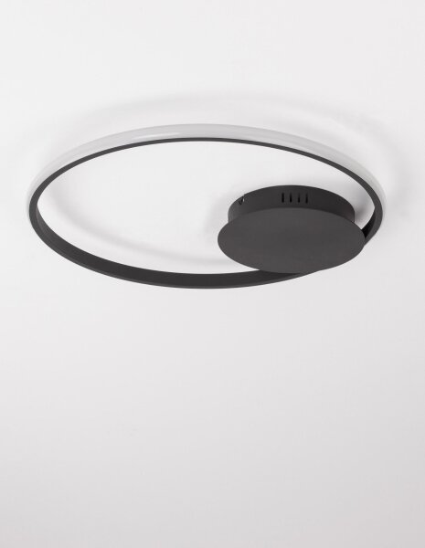 LED Deckenlampe rund Ø 50 cm Schwarz dimmbar warmweiß Modern