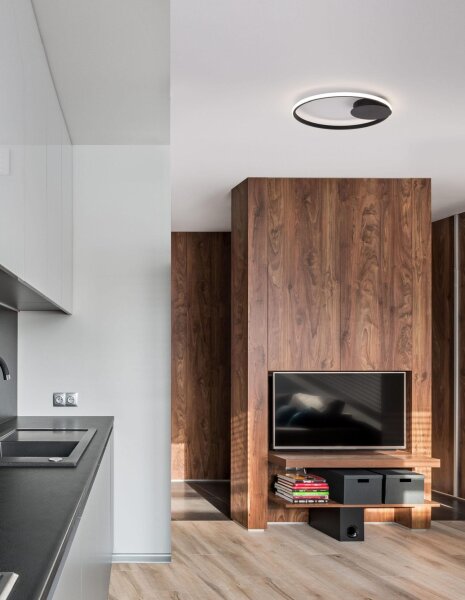 LED Deckenlampe rund Ø 50 cm Schwarz dimmbar warmweiß Modern