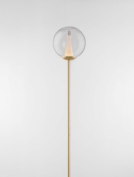 LED Stehlampe rund 162 cm in Gold dimmbar Klarglas warmweiß