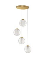 LED H&auml;ngeleuchte in Gold 56 cm breit dimmbar Klarglas rund
