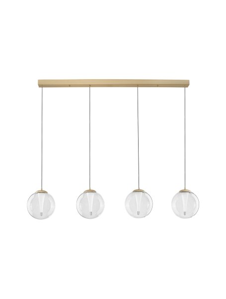 LED Pendelleuchte Klarglas in Gold 136 cm lang dimmbar rund