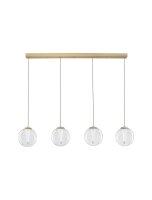 LED Pendelleuchte Klarglas in Gold 136 cm lang dimmbar rund