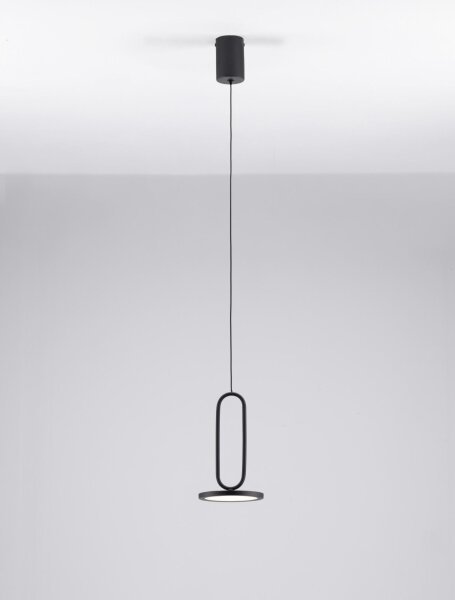 LED Pendelleuchte Ø 13 cm Schwarz höhenverstellbar warmweiß