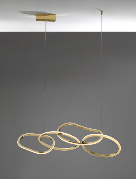 LED Pendelleuchte Ring 100 cm lang in Gold dimmbar Design